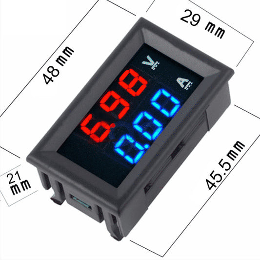 Digital Voltmeter (0-100V) and Ammeter (10A) Dual LED Voltage Current Measurement Module