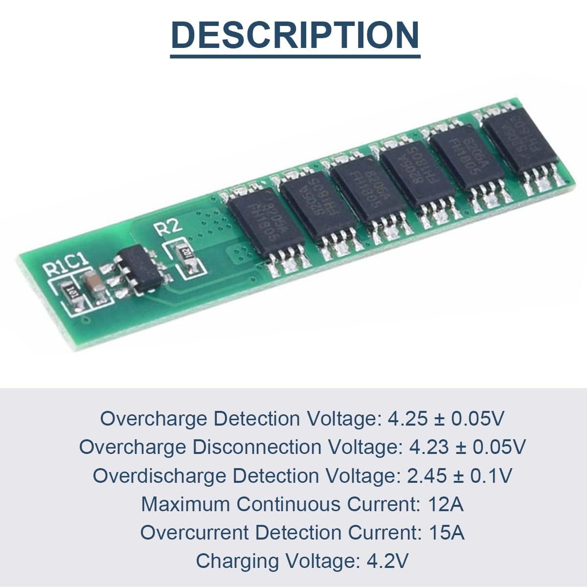 1S 15A 3.7V 6 MOS Li-ion Lithium Battery Protection Board BMS PCB Protection Board 18650 Charger Module for Li-ion Lithium Battery