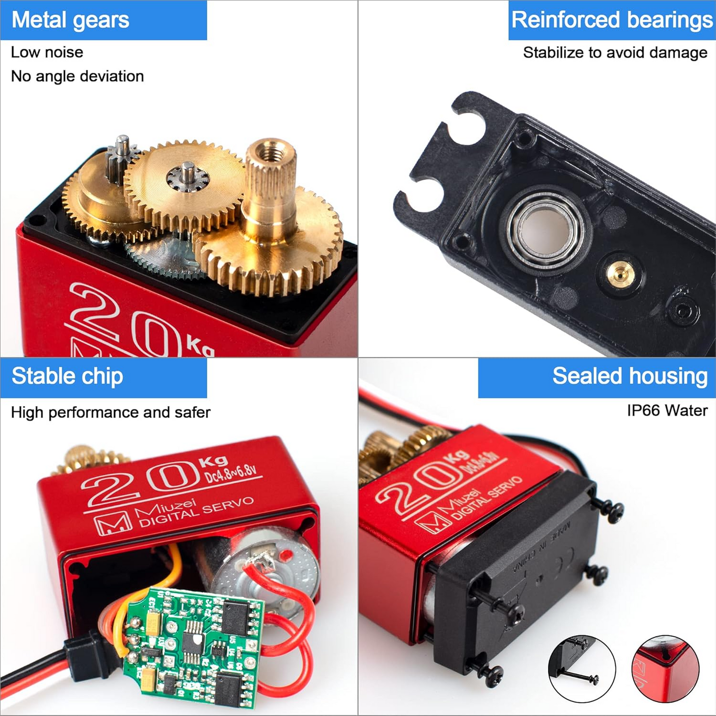 20KG Digital Servo Motor High Torque Servo Metal Waterproof Servo for R/C Car Robot, DS3218 Control Angle 270Ã