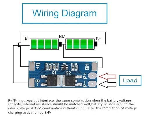 2S 8A BMS Lithium Battery Protection Board
