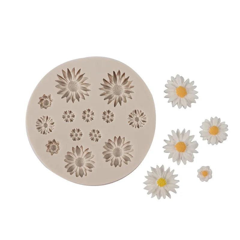 13 Cavity Multi Size Daisy Flower Silicone Mould for Fondant Chocolate Cake Decorating