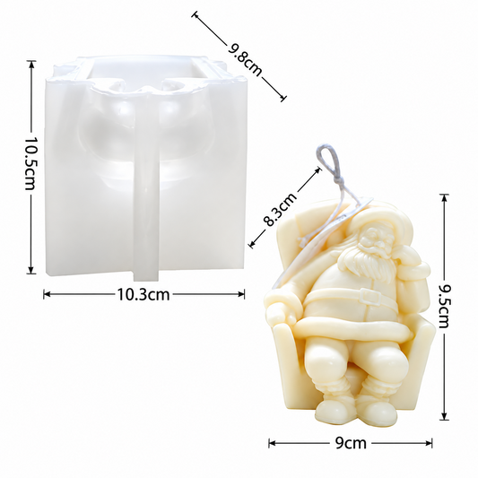 3D Sitting Santa Claus Silicone Candle Mould for DIY Christmas Candle Making and Resin Crafts