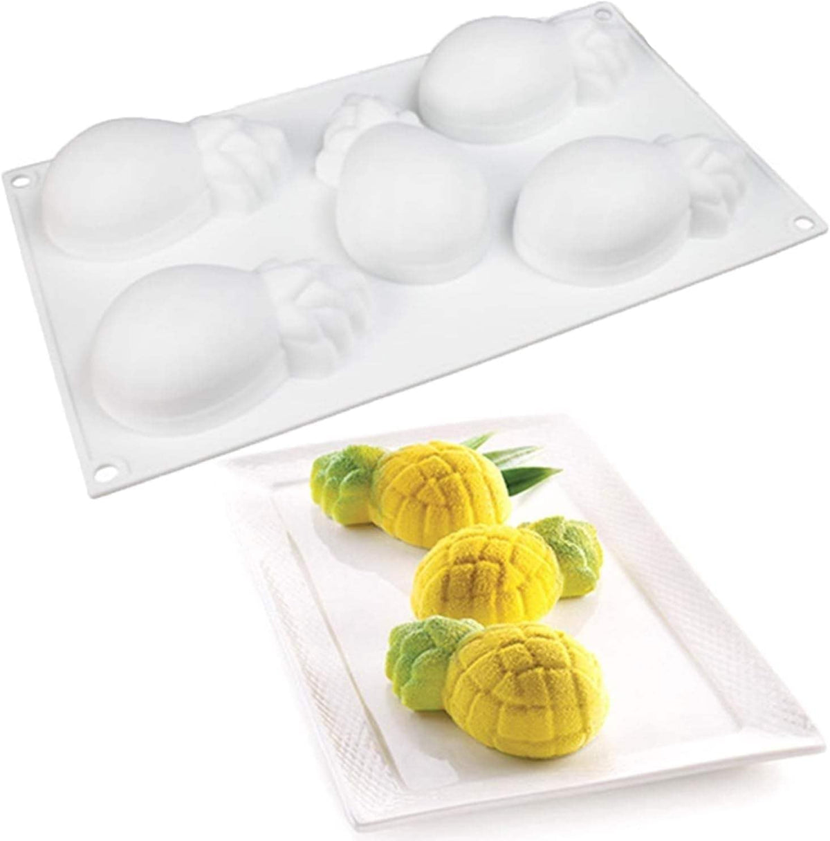 5 Cavity Pineapple Silicone Mold for Mousse Cake Chocolate Candy Jelly Ice Cream