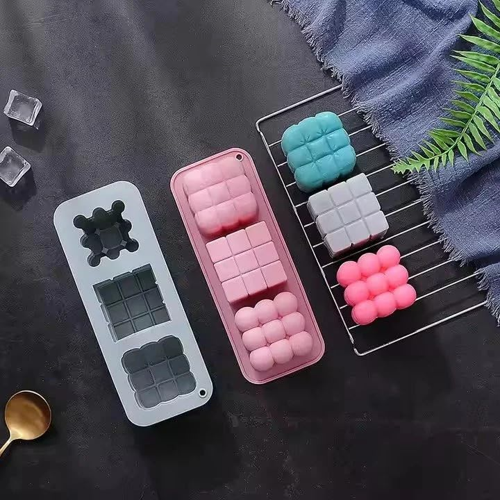 3D Bubble & Square Silicone Candle Mold DIY Soap Candle Cake