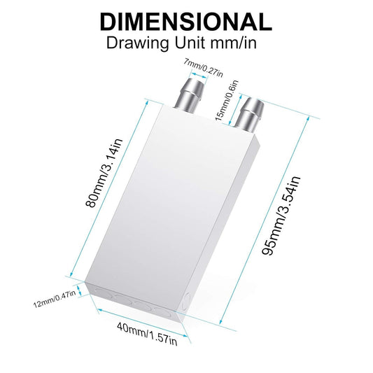 Peltier Aluminum Water Cooling Block 40x80x12mm Liquid Water Cooler Heat Sink System Waterblock for CPU Graphics Radiator GPU