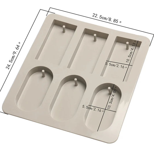 6 Cavity Silicone Mould for Rectangle and Oval Wax Sachets Soap Bars and DIY Craft Projects
