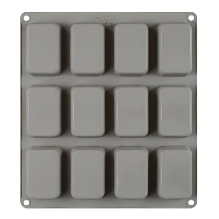 12 Cavity Large Rectangle Loaf Silicone Mould Handmade Soap Bath Bombs Candle Wax
