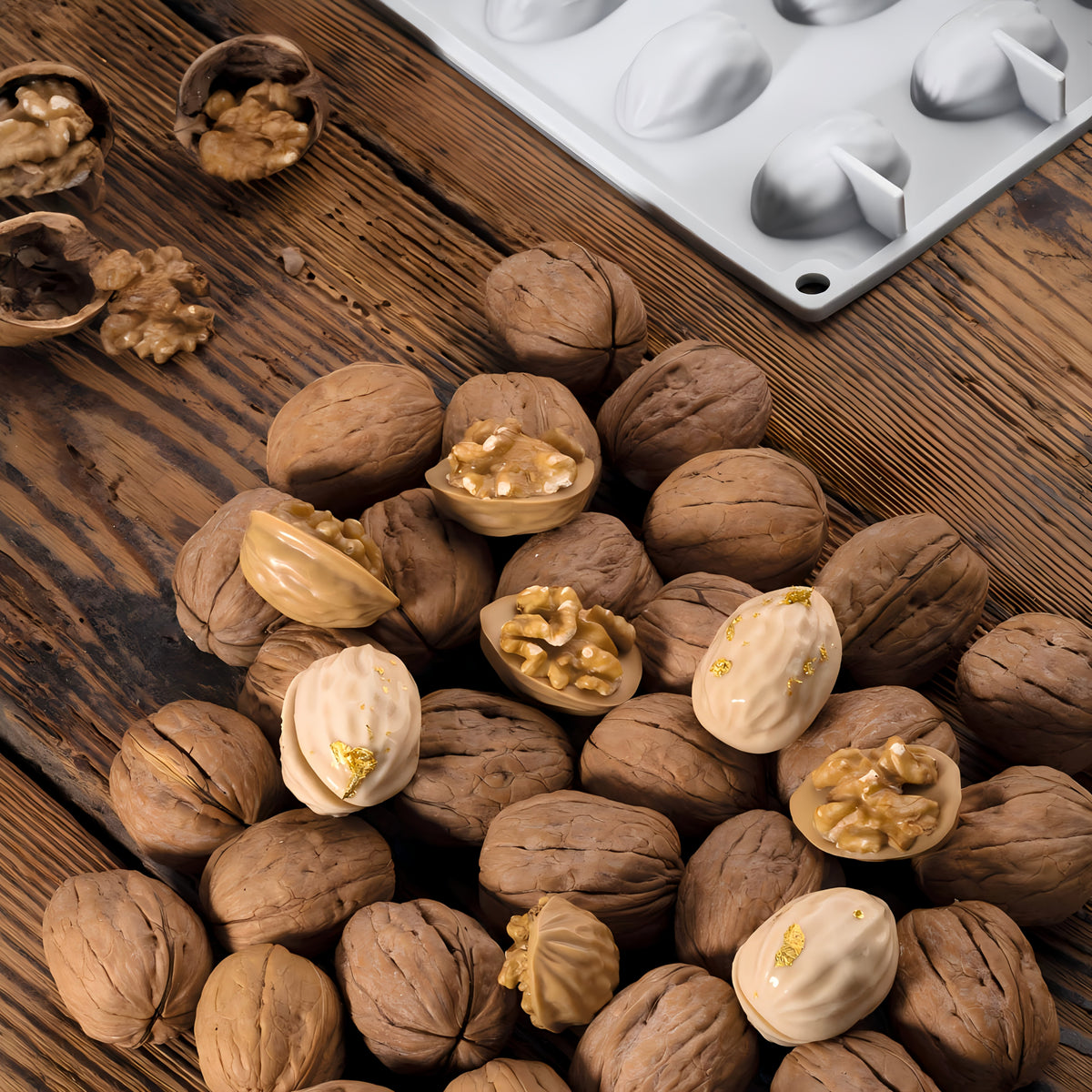 18 Cavity Walnut Shape Silicone Mould for Chocolate Cookies Candy Baking