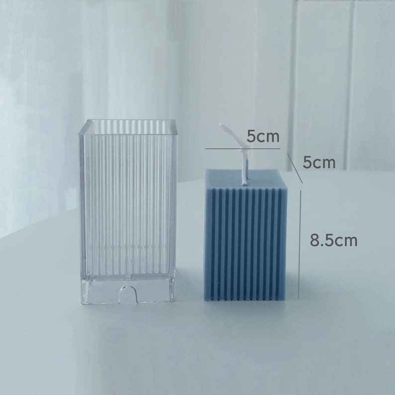 3D (9.7x5.8cm) Square Serrated Pillar Cylinder Mould Polycarbonate Mold For Candle & Home Decoration P3