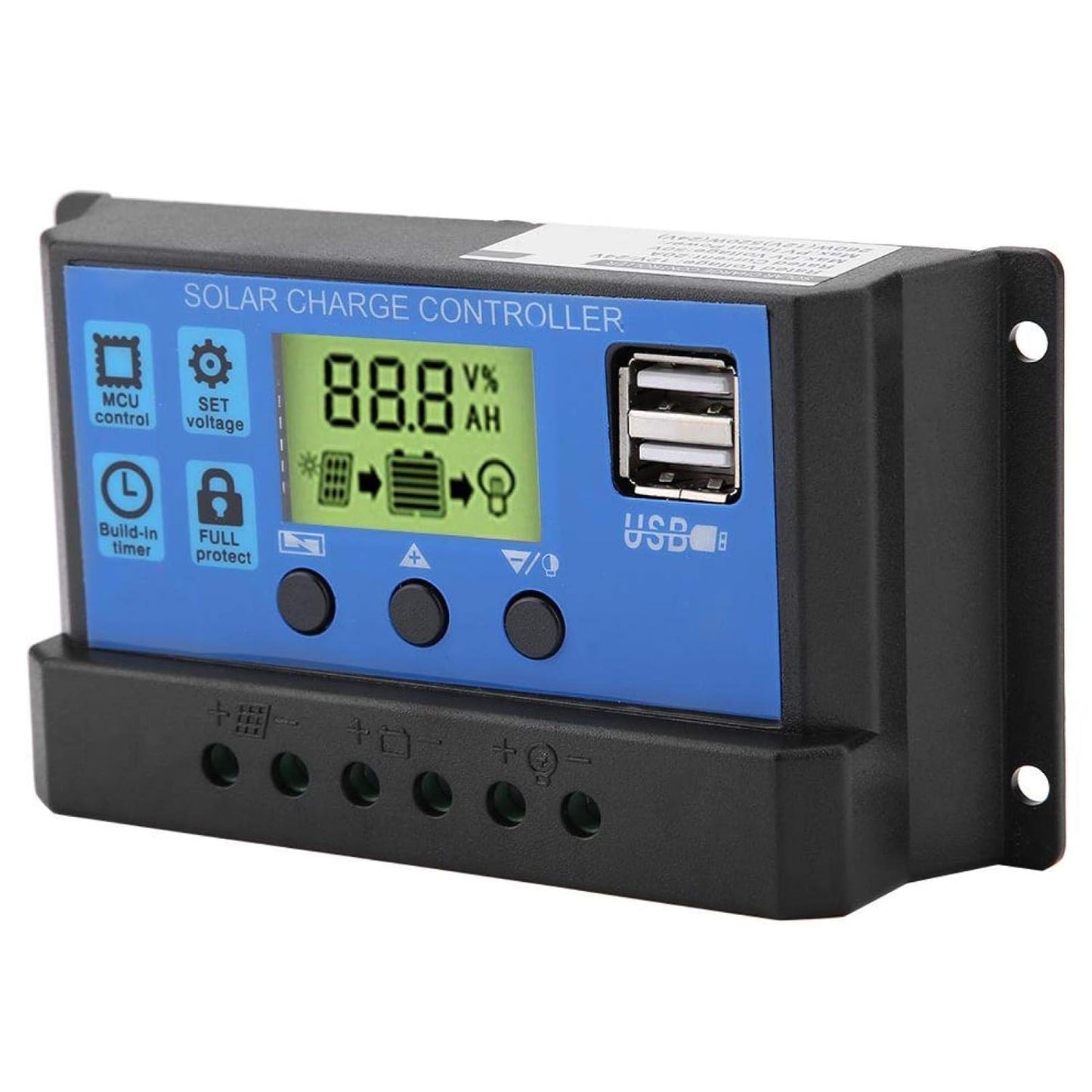 Solar Controller PWM 12V/24V USB Solar Panel Battery Controller Regulator LCD Display 10/20/30A Overload Overcurrent