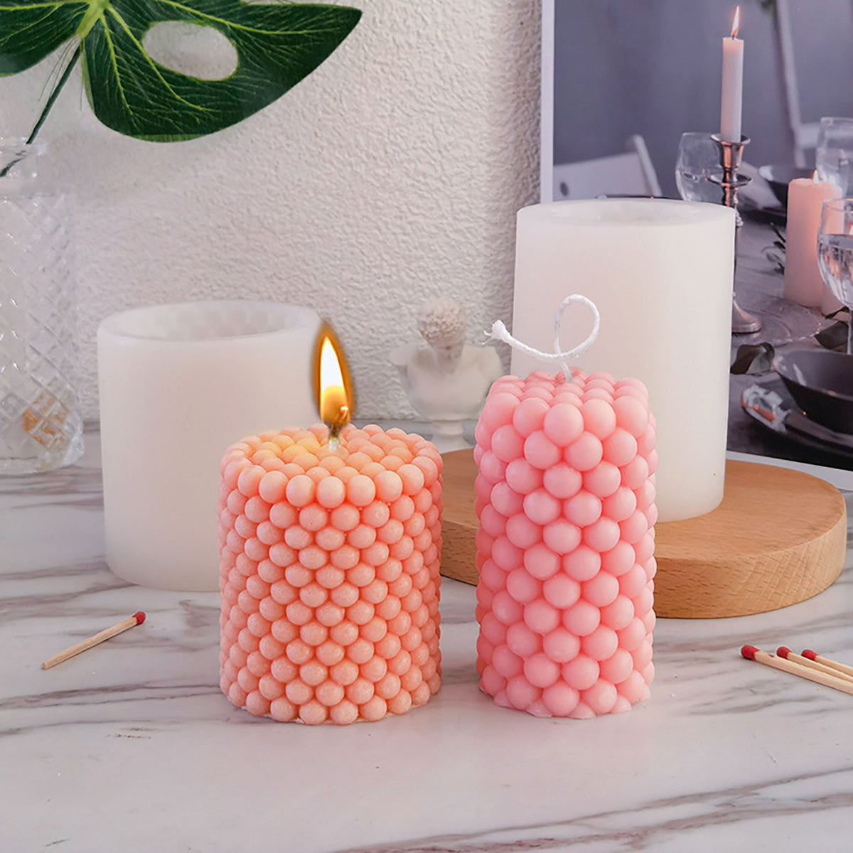 Bubble Pillar Candle Silicone Mold 3D Round Bubble Candle Mould for DIY Candle Making