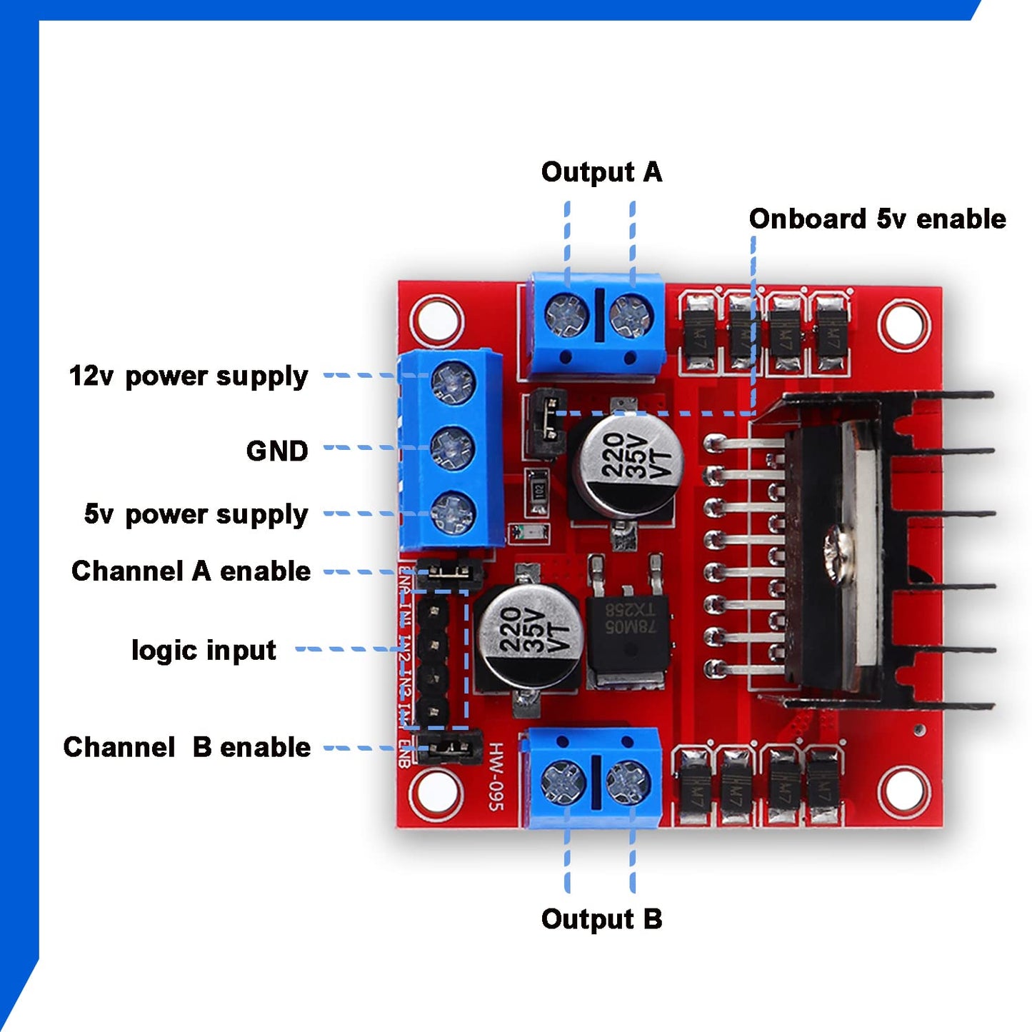 L298N Motor Drive Controller Board Module Dual H Bridge DC Stepper for Arduino 1pcs