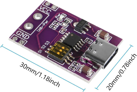 Type-C QC AFC PD to DC Fast Charge Decoy Trigger Polling Detector USB-PD Notebook Power Supply Change Board Module Support 5V 9V 12V 15V 20V Fixed Voltage Output