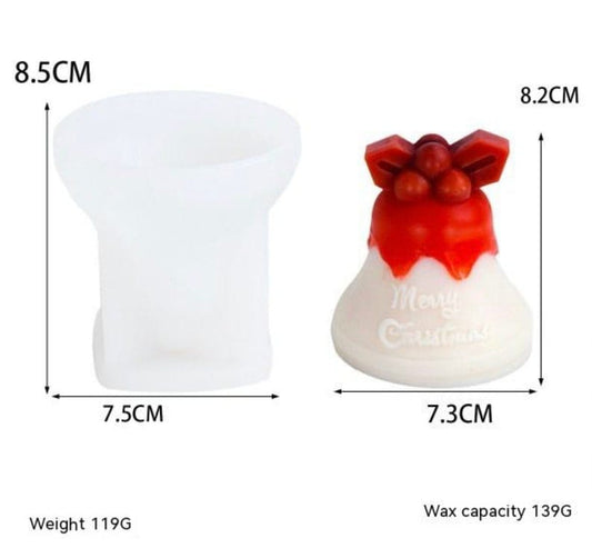 3D Christmas Bell Silicone Candle Mold (Christmas Bell) Merry Christmas theme
