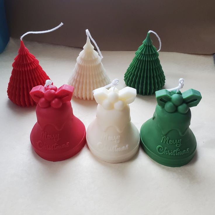 3D Christmas Bell Silicone Candle Mold (Christmas Bell) Merry Christmas theme