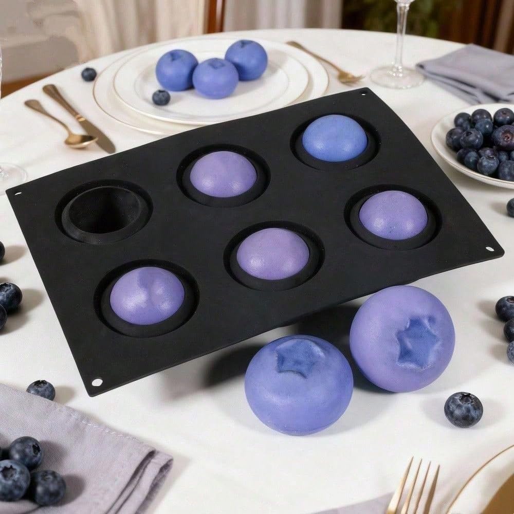 6 Cavity Blueberry Shape Silicone Mousse Cake Mold Candy Pudding Jelly Frosting
