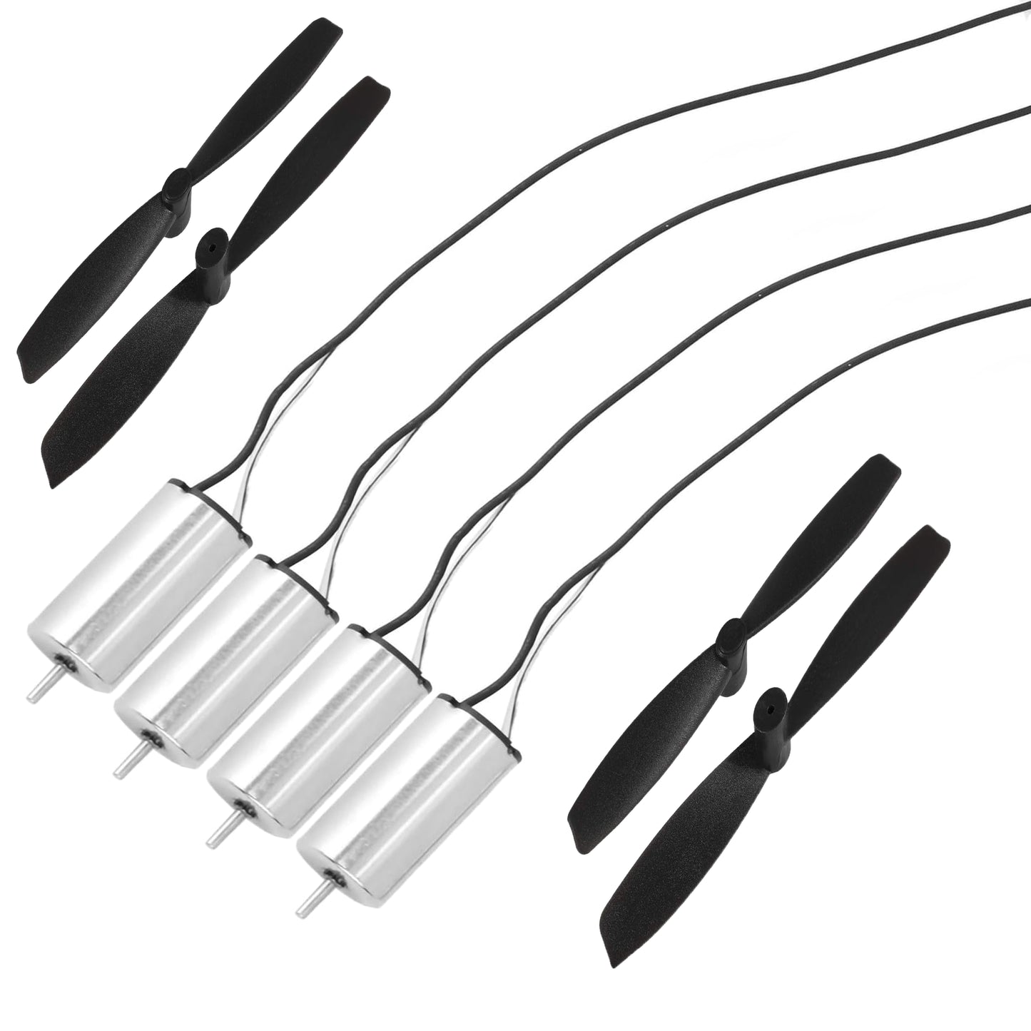 20X08mm (4 Motor + 6 Propeller) Coreless Motor DC 3.7V High Speed 51000RPM Micro Coreless Motor with Propeller High-Speed Mini Multi Copter Quadcopter