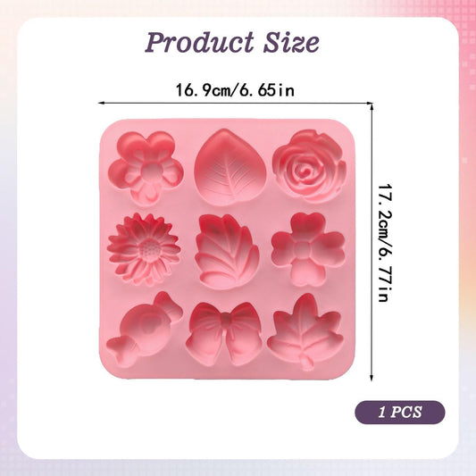9 Cavity Flower & Bow Silicone Candle Mold Candle Making Soap Chocolate