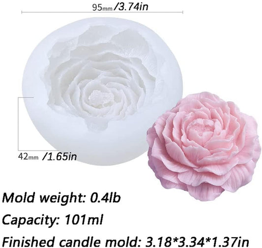 3D Big Peony Silicone Candle Mold Large Peonies Romantic Candle Mould Flower Mould For Candle Soap Resin Wedding Candle Mold