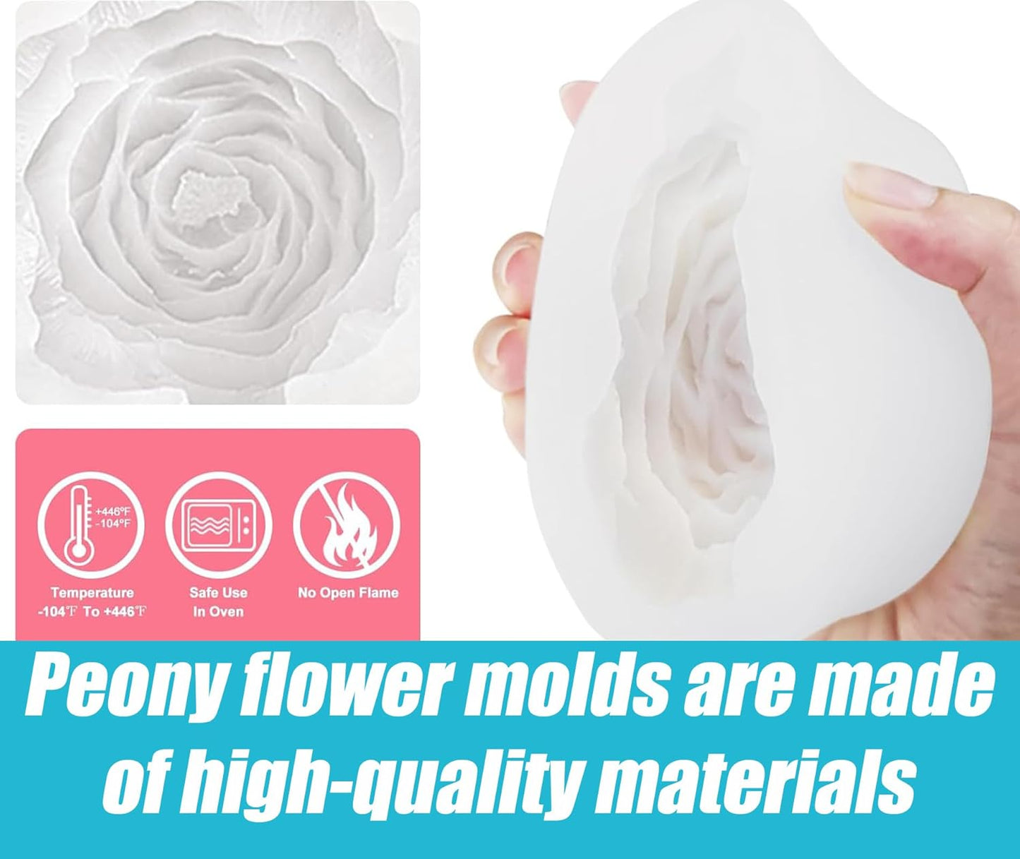 3D Big Peony Silicone Candle Mold Large Peonies Romantic Candle Mould Flower Mould For Candle Soap Resin Wedding Candle Mold