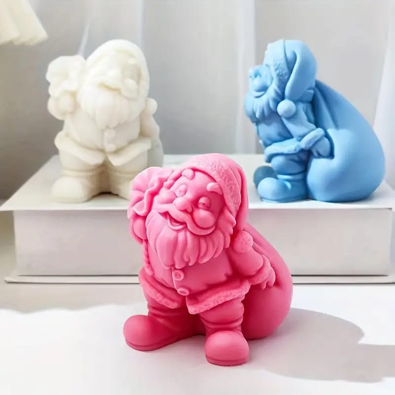 3D Santa Claus Silicone Candle Mould for Christmas DIY Wax Candles Festive Decor