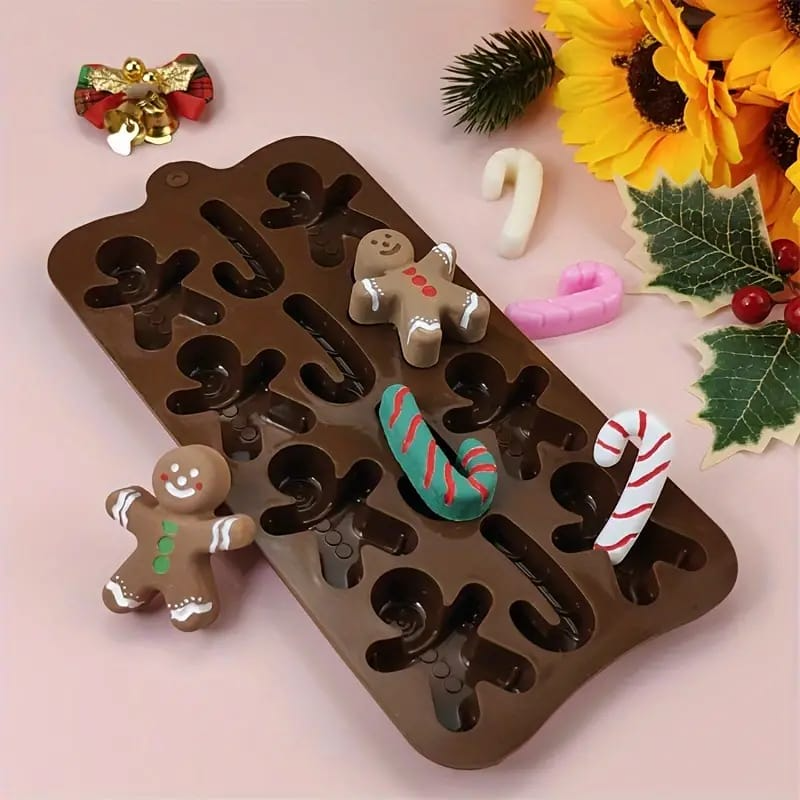 12 cavity Christmas Gingerbread Man Silicone Chocolate Mould for Cookies Candy Fondant