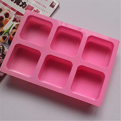 6 Cavity Square Silicone Soap Mould DIY Craft Activities Use In Home Decor Bathrooms - UG LAND INDIA
