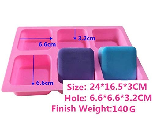6 Cavity Square Silicone Soap Mould DIY Craft Activities Use In Home Decor Bathrooms - UG LAND INDIA
