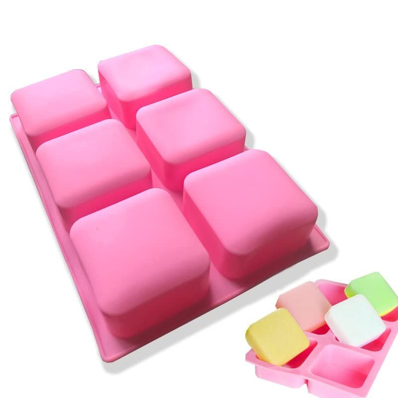 6 Cavity Square Silicone Soap Mould DIY Craft Activities Use In Home Decor Bathrooms - UG LAND INDIA