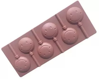 3D 6 Cavity Silicone Smiley Lollipop Mold Chocolate Candy Cake Decorating Tool - UG LAND INDIA