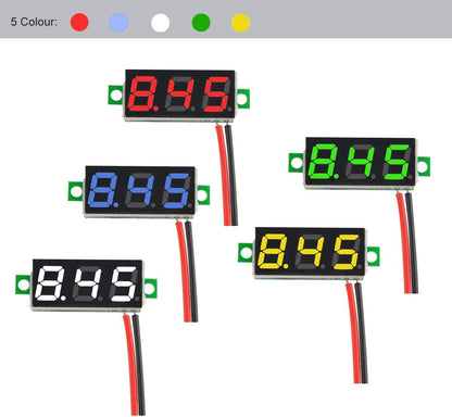 Mini Digital DC Voltmeter 0.28 Inch Two-Wire 2.5V-30V Mini Digital DC Voltmeter Voltage Tester Meter