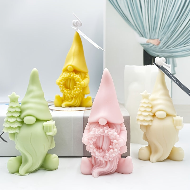 3D Christmas Gnome Tree Silicone Candle Mould for DIY Holiday Decorations