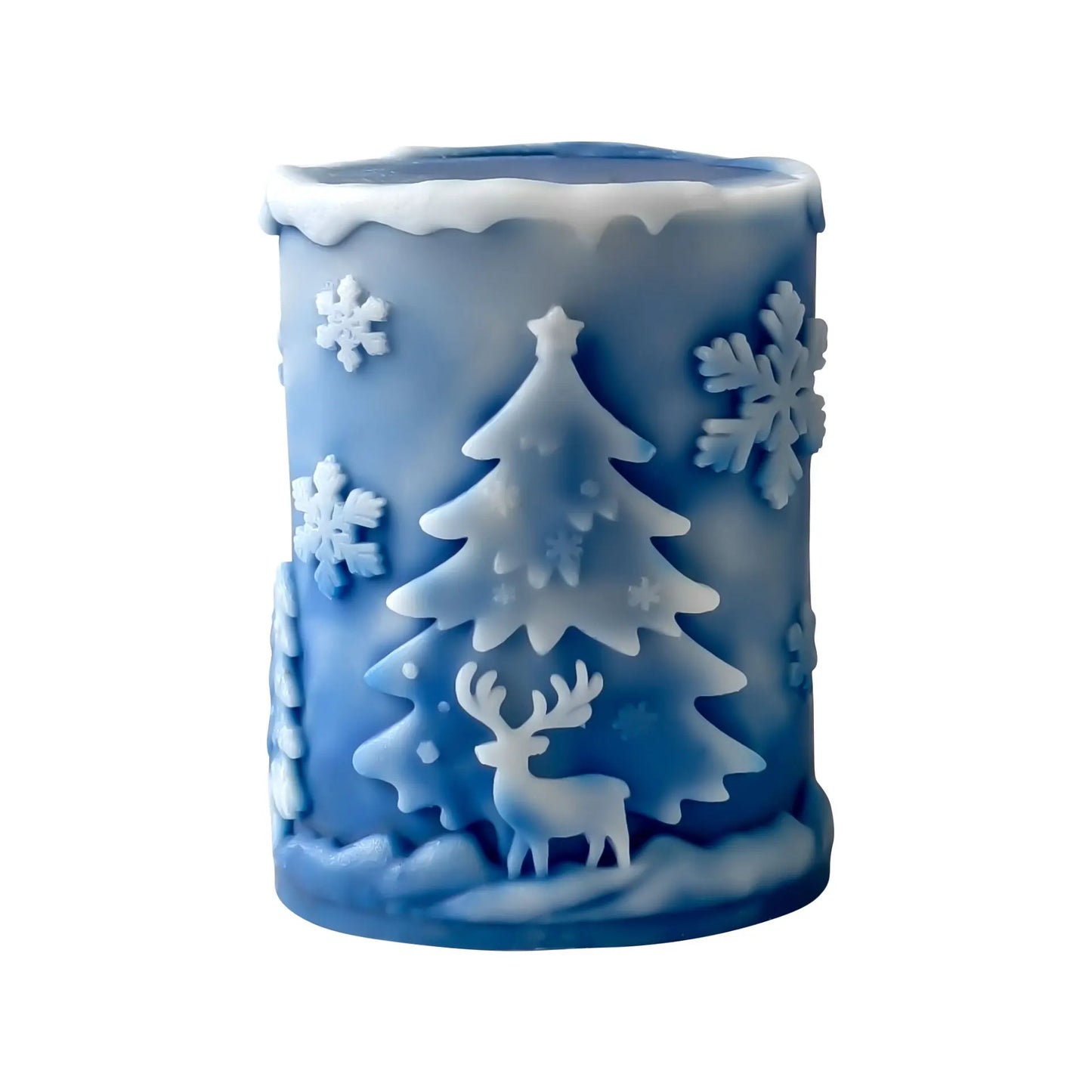 Christmas Tree Merry Pillar Christmas Snowflakes Candle Mould, Silicone Moulds Set (D)