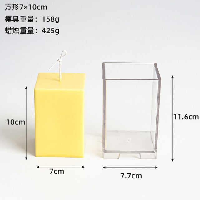 3D Square Plain Pillar Mould Polycarbonate Material Mold For Home Decoration (4.6"x 3.1")