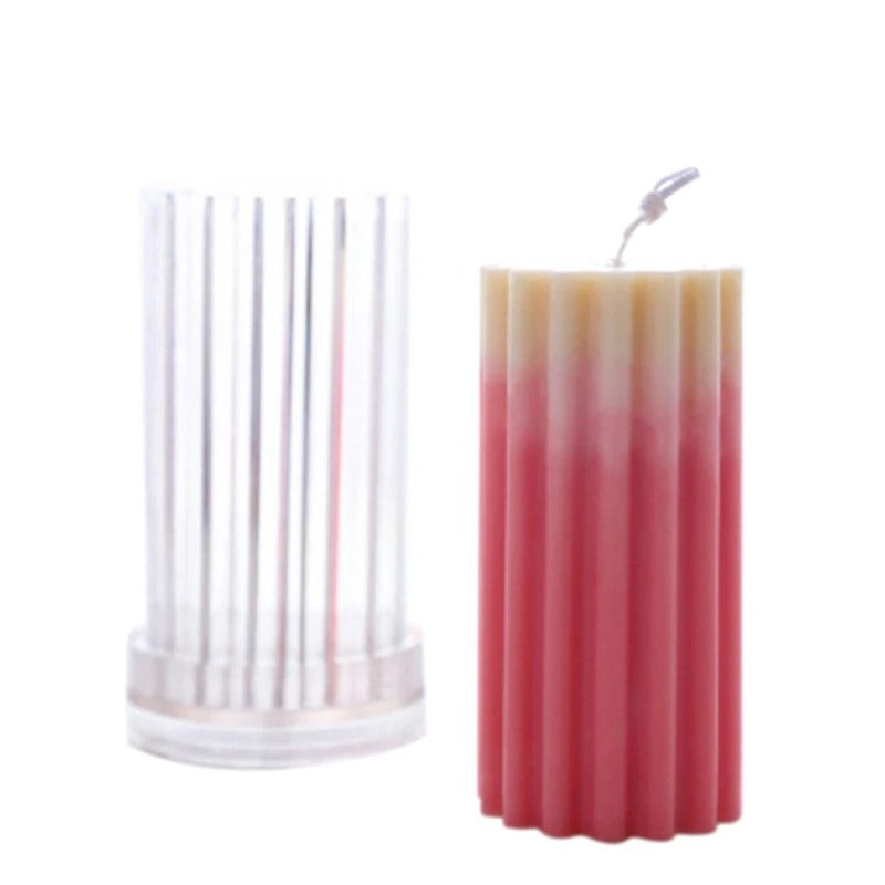 3D Sharp Ribbed Lines Pillar Candle Mould Polycarbonate Fancy home Decoration Mold (4"x 2")