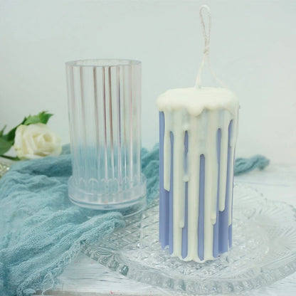 3D Sharp Ribbed Lines Pillar Candle Mould Polycarbonate Fancy home Decoration Mold (4"x 2")