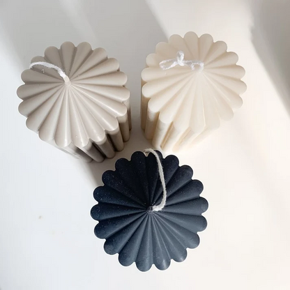 Ribbed Pillar Candle Silicone Mould for DIY Fluted Cylinder Decorative Candle Making (LARGE)