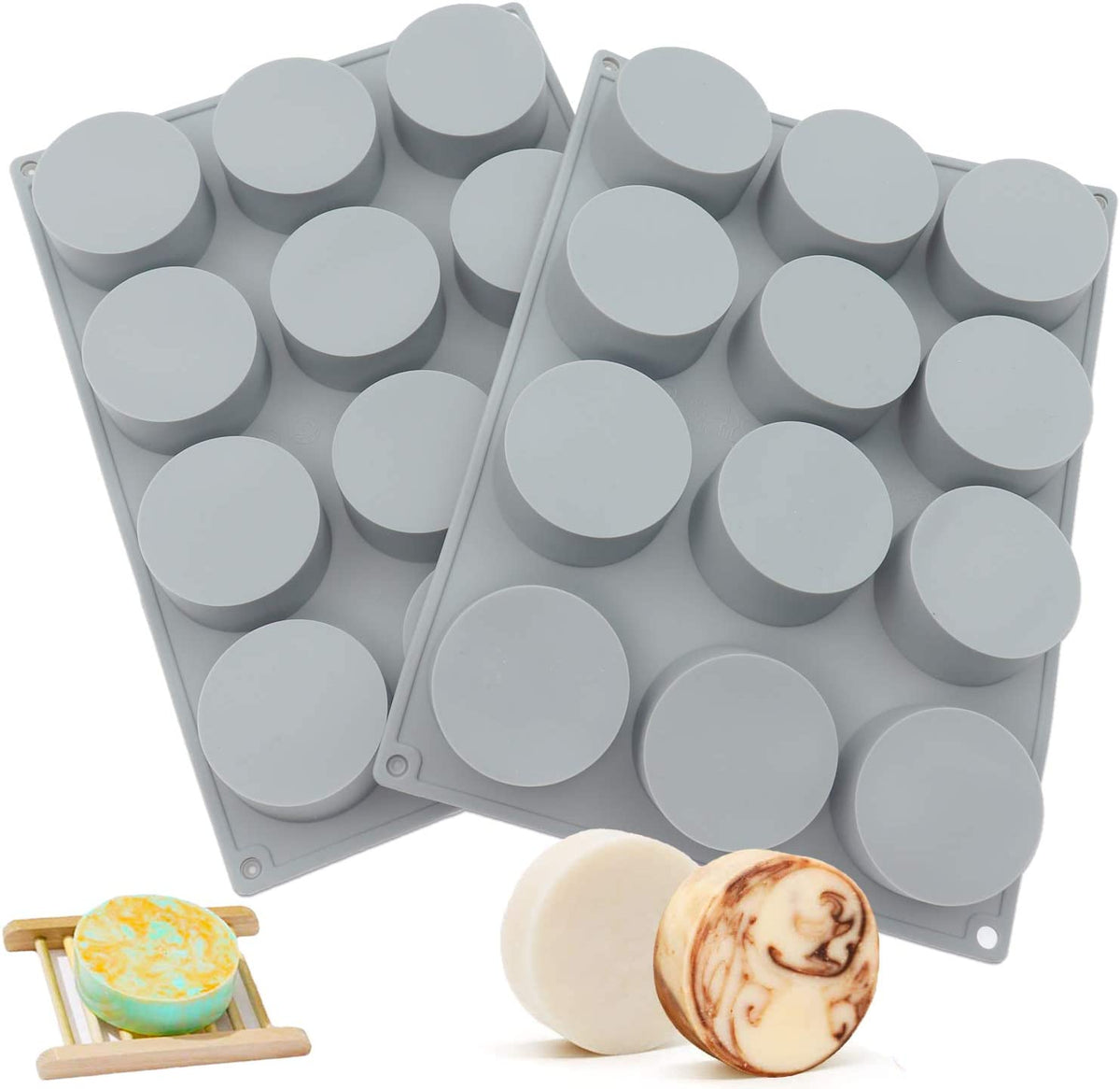 12 Cavity Round Silicone Soap Mold for Handmade Soap Bath Bombs Wax Candle