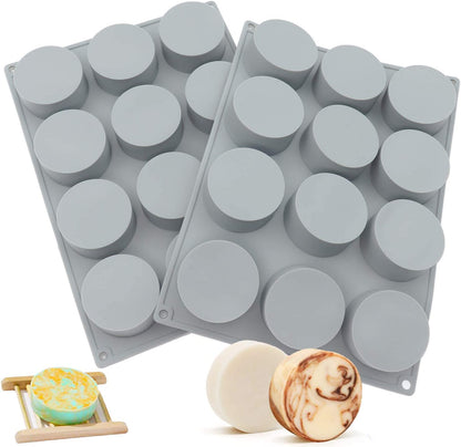 12 Cavity Round Silicone Soap Mold for Handmade Soap Bath Bombs Wax Candle