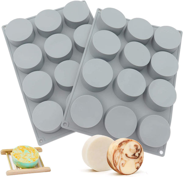 12 Cavity Round Silicone Soap Mold for Handmade Soap Bath Bombs Wax Candle