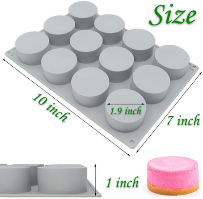 12 Cavity Round Silicone Soap Mold for Handmade Soap Bath Bombs Wax Candle
