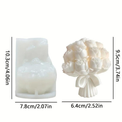 3D Rose Bouquet Candle Silicone Mold  DIY Wax Crafts Romantic Gifts & Home Decor