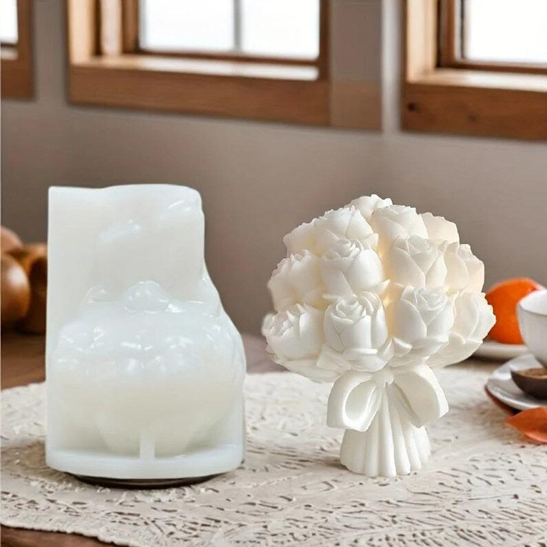 3D Rose Bouquet Candle Silicone Mold  DIY Wax Crafts Romantic Gifts & Home Decor