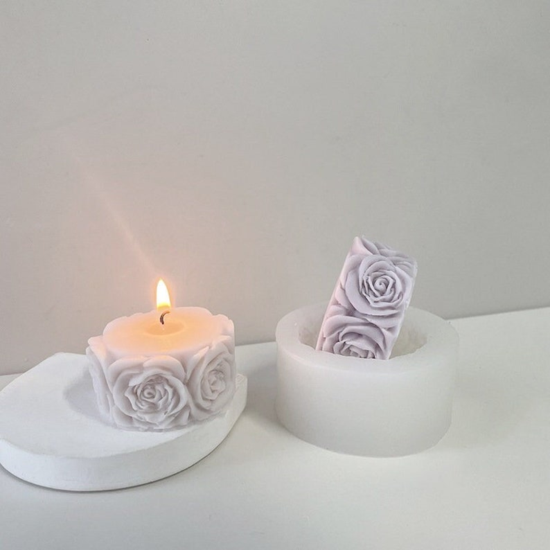 3D Rose Flower Silicone Candle Mould for DIY Wax Candles Floral Soap Resin