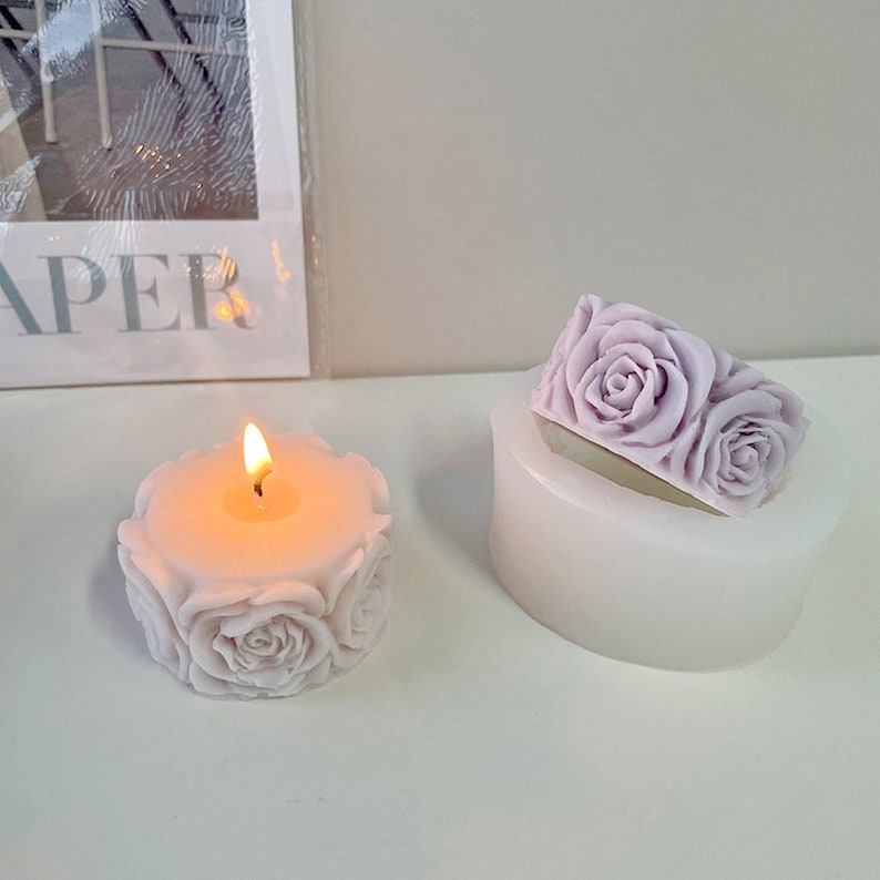 3D Rose Flower Silicone Candle Mould for DIY Wax Candles Floral Soap Resin