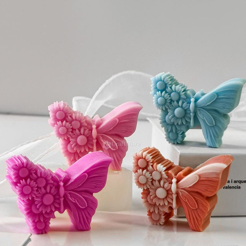 3D Butterfly Flower Silicone Mould for Candle Making Soap Resin Art & DIY Crafts