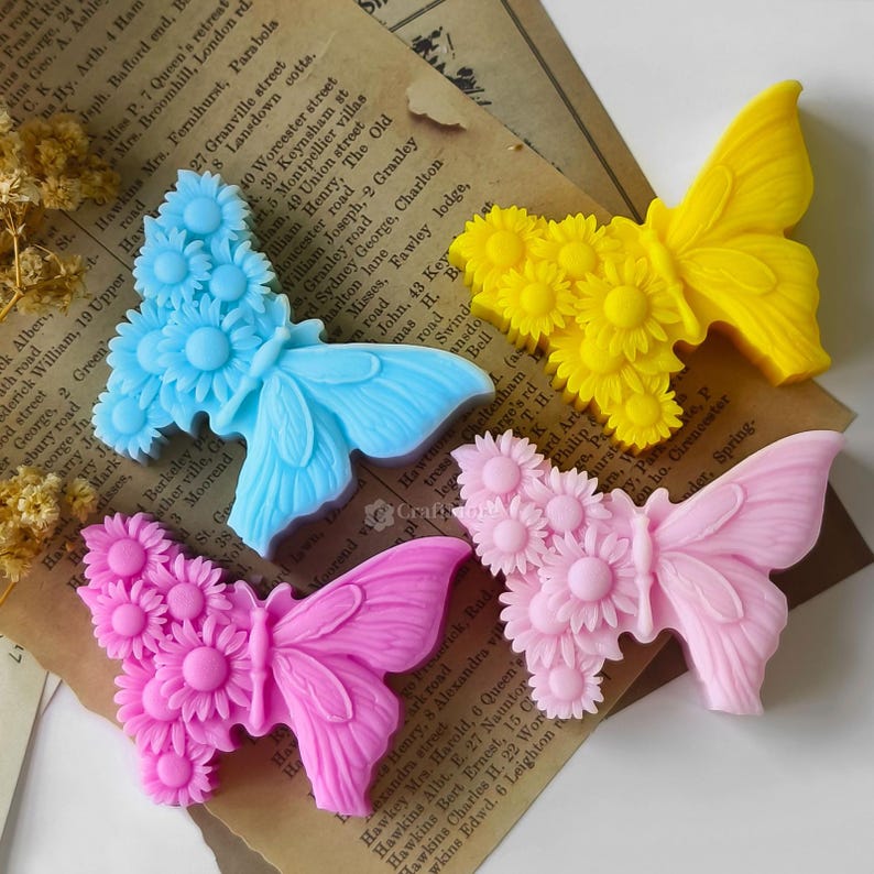 3D Butterfly Flower Silicone Mould for Candle Making Soap Resin Art & DIY Crafts
