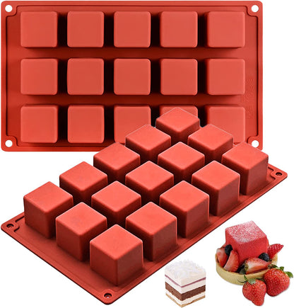 15 Cavity Square Silicone Mould for Cake Chocolate Dessert Jelly Pudding