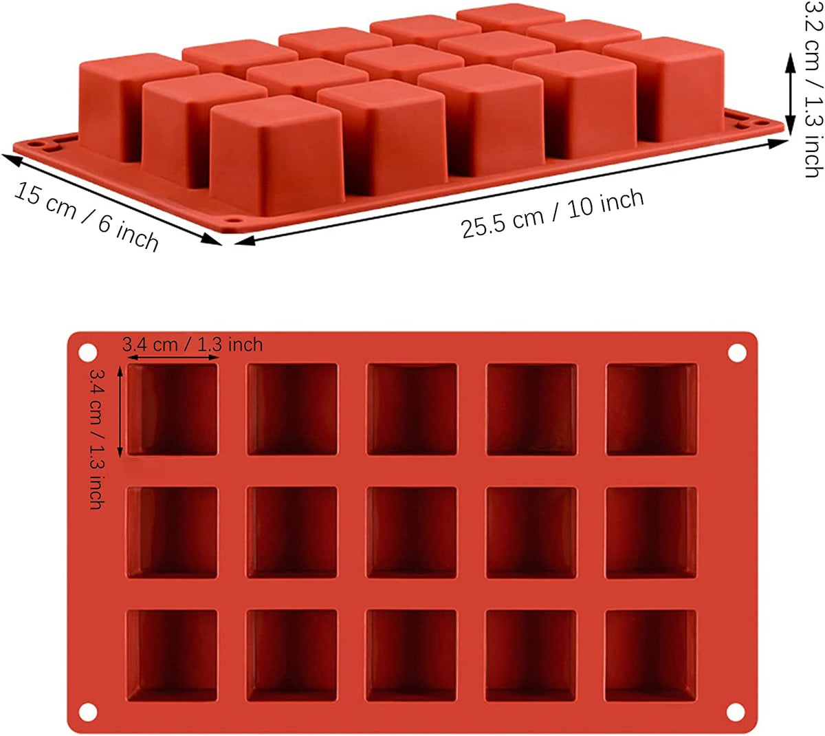 15 Cavity Square Silicone Mould for Cake Chocolate Dessert Jelly Pudding