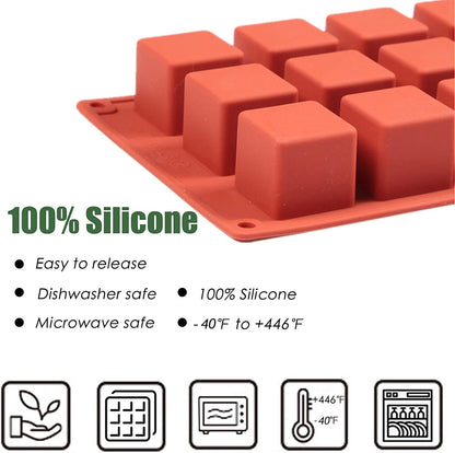 15 Cavity Square Silicone Mould for Cake Chocolate Dessert Jelly Pudding